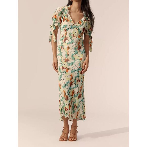 By Anthropologie Short-Sleeve V-Neck Slip Midi Dress 2X - Picture 2 of 4